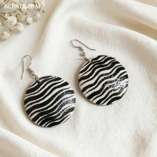 New Design Painting Wood Earrings Black & White